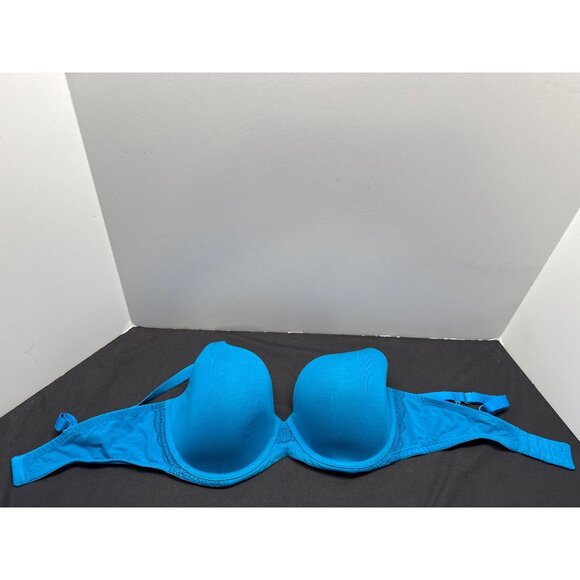 Ambrielle 36D Blue Padded Bra With Adjustable Straps & Lace Trim - Picture 2 of 6